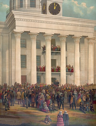 The Starting Point of the Great War Between the States, Inauguration of Jefferson Davis, Montgomery, Alabama, February 18, 1861, pub. 1878 by James Massalon
